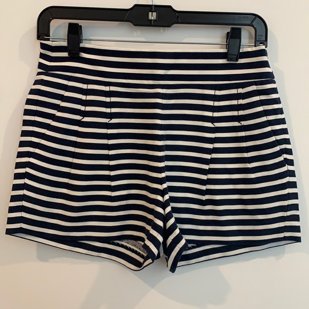 J. Crew Factory Navy and White Striped Shorts. Size 00